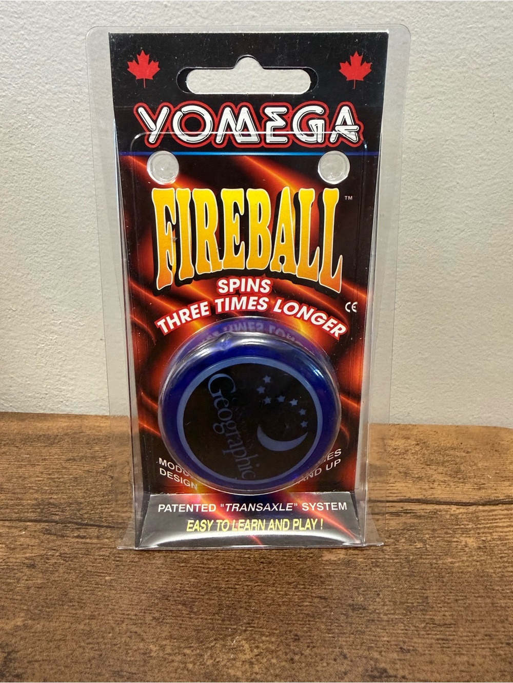 New Vintage Yomega Fireball Blue Yo-Yo - Rare Canadian Geographic Print